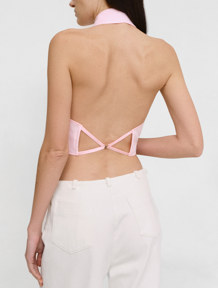 HALTER CROPPED SHIRT IN LIGHT PINK